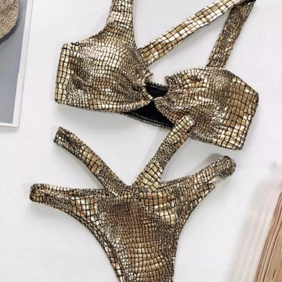 New Cut Out Bralette Top High-waist Bikini Set Swimsuit Size M - Picture 7 of 10